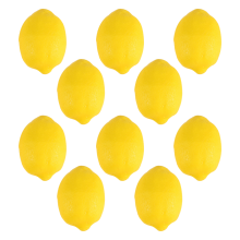 Set di 10 pezzi di decorazioni a base di frutta finta: limoni gialli artificiali.
