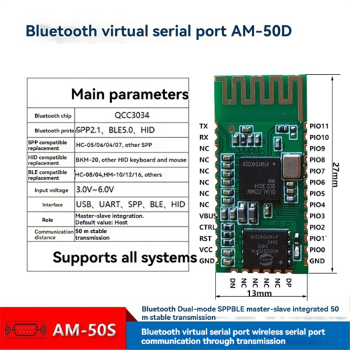 De AM-50S Bluetooth virtuele seriële poortadapter ondersteunt alle systemen. 1
