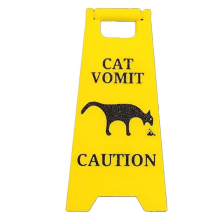 Decoratief waarschuwingsbordje voor kattenbraaksel, leuk cadeau voor kattenliefhebbers.