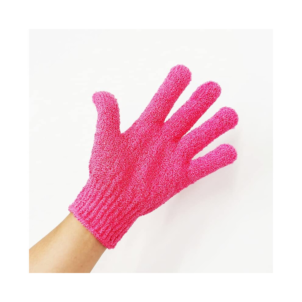 Rose Red Exfoliating Gloves 2 Pack for Gentle Daily Body Scrub and Spa Massage Shower