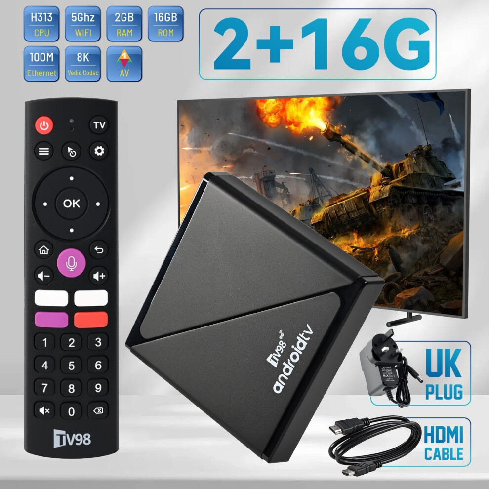 Android 14.0 Smart Tv Box 8K Hdmi Quad Core Hd 2Gb+16Gb Wifi Media Stream Player 1234569888864
