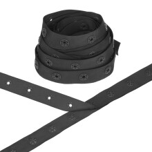 Plastic Snap Buttons, 5 Yards, Black, 25mm Spacing, Polyester Tape Hook Zipper Fastener for Sewing, Clothes, Fabric