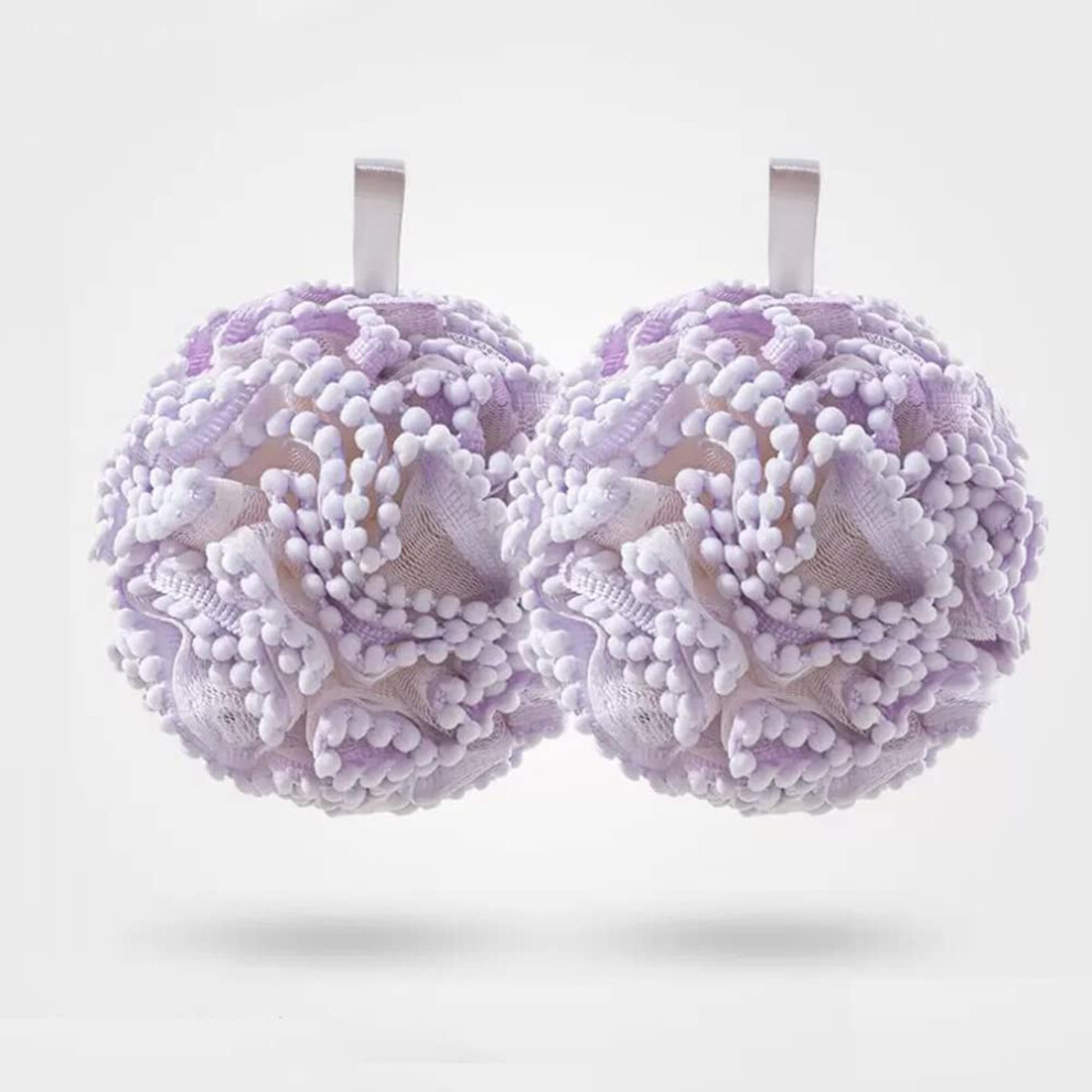 Purple Exfoliating Bath Sponge Loofah Mesh Body Scrubber With Rich Lather And Gentle Skin Care