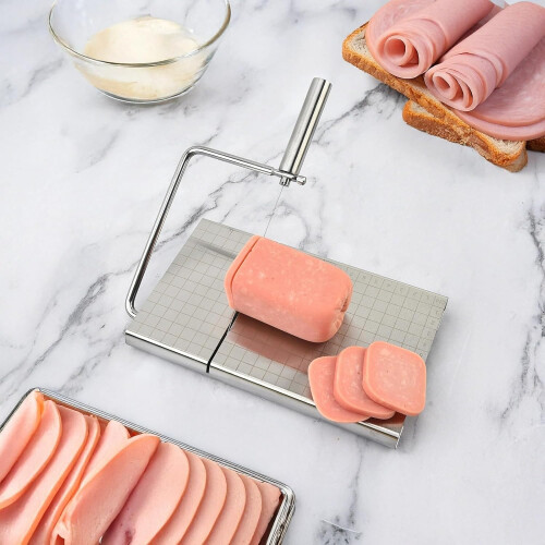 Stainless Steel Cheese Slicer with Ergonomic Handle, Adjustable Wire Cutter for Precise Slicing 2