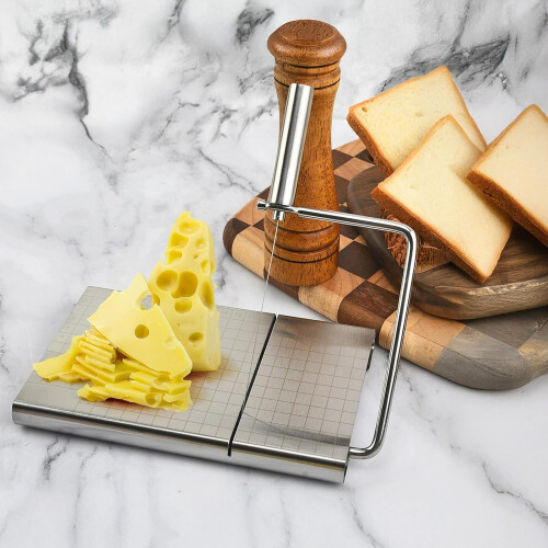 Stainless Steel Cheese Slicer with Ergonomic Handle, Adjustable Wire Cutter for Precise Slicing 1