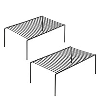 Cabinet Storage Shelf Rack 2Pack Large 15.7 X 9.4 Inch Rustproof Black Kitchen Counter And Cabinet Organizer For Fridge
