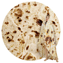 Tortilla Wrap Blanket, Giant Round Soft Blanket, 90Inch, Brown, For Adults And Kids