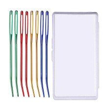 8 Pcs Large Eye Blunt Yarn Needles Aluminum Alloy Curved Tapestry Sewing Needles with Box for Crochet and Knitting