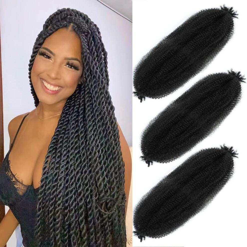 Unisex Brown/Beige 30 Inch Preseparated Spring Twist Crochet Hair Extensions Afro Twist Braiding Hair 1B/ Pack Of 3