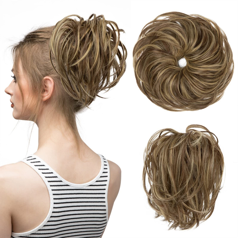 Messy Bun Hair Piece Synthetic Wavy Hair Bun Extension with Elastic Band for Instant Volume 86H10