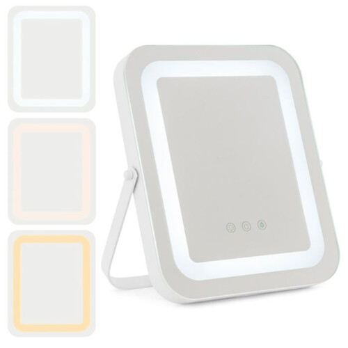 Miroir maquillage - HELLOSHOP26 - 25x30 cm - Éclairage LED réglable - Pivot 360 - Blanc