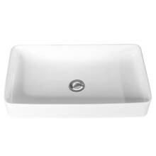 Aufsatzwaschbecken - HELLOSHOP26 - 60x35x11 cm - Glänzende Keramik - Antibakterielle Glasur - Versenkbarer Abfluss