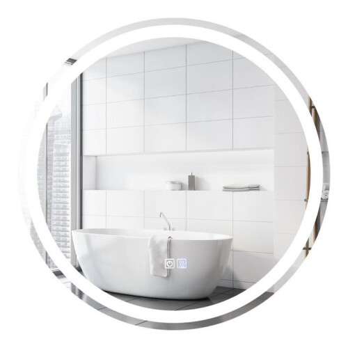 Miroir - HELLOSHOP26 - Miroir mural LED rond 60 cm - Anti-buée - Éclairage réglable (3 températures) - IP44