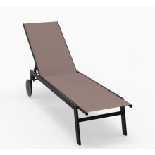 Sofá de patio - HELLOSHOP26 - Ajustable 6 posiciones - Gris - Metal y tela - Carga 150 kg