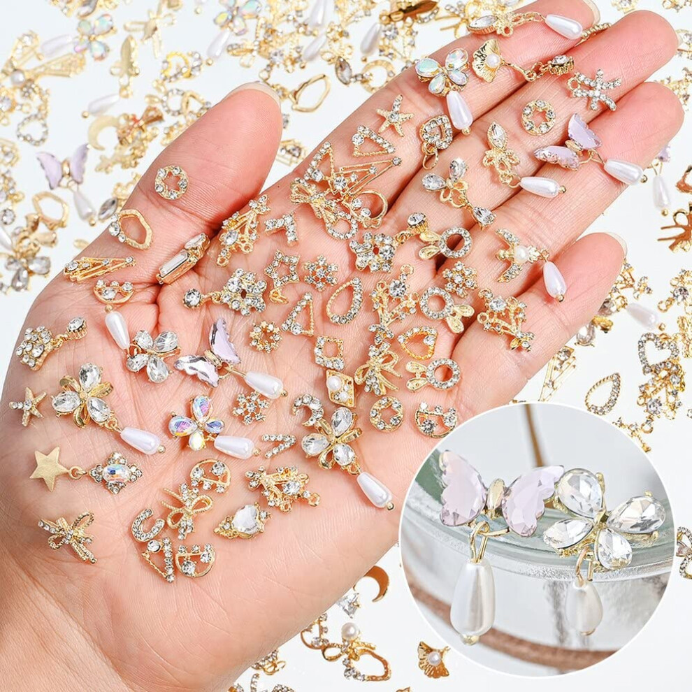 Luxury Dangle Nail Charms for Manicure, Mixed Designs Alloy Tassel Pendants DIY Nail Art 10/50Pcs