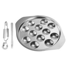 Escargot Tool 3Piece Stainless Steel Snail Plate With 12Hole Design Includes Tong And Fork For Kitchen Use Silver