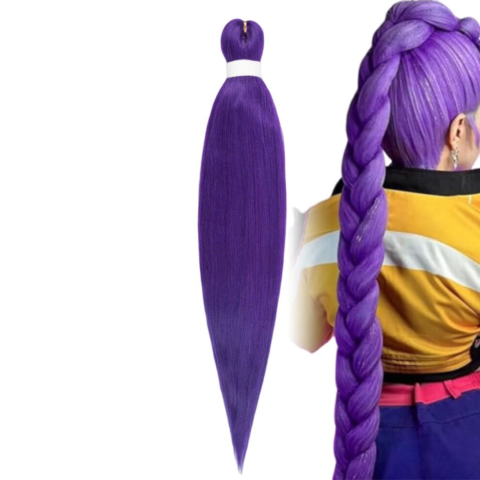 30 Inch Purple Synthetic Braiding Hair Extensions, Pre Stretched Long Braids for Women and Cosplay