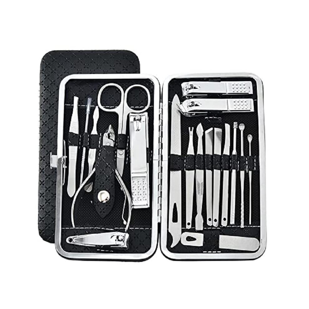 Manicure Pedicure Set 19 Pieces Professional Nail Care Kit with Compact Travel Case