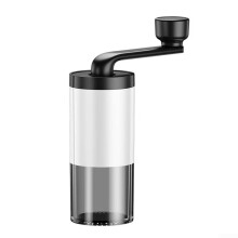 Portable Manual Coffee Grinder with Adjustable Settings, Hand Crank for Travel, Camping, White