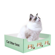 Disposable Cat Litter Box 10pcs Foldable Waterproof Large Tray for Travel and Home Use Green