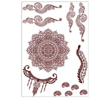 Henna Tattoo Stickers Waterproof Kit with Brown Mandala Designs for Festival Body Art