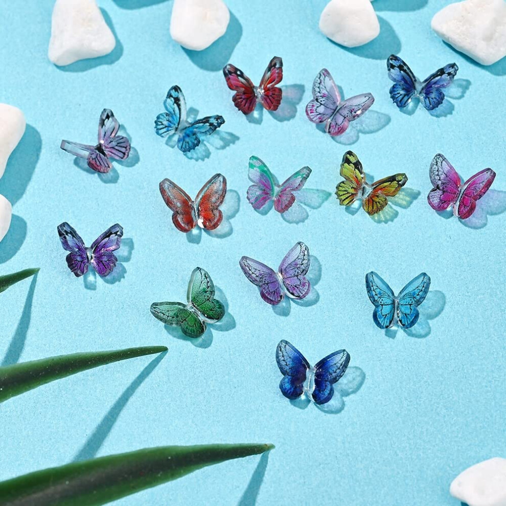 Green 20Pcs Press On Nails With 3D Butterfly Acrylic Nail Decorations, Full Coverage Durable Abs Tips