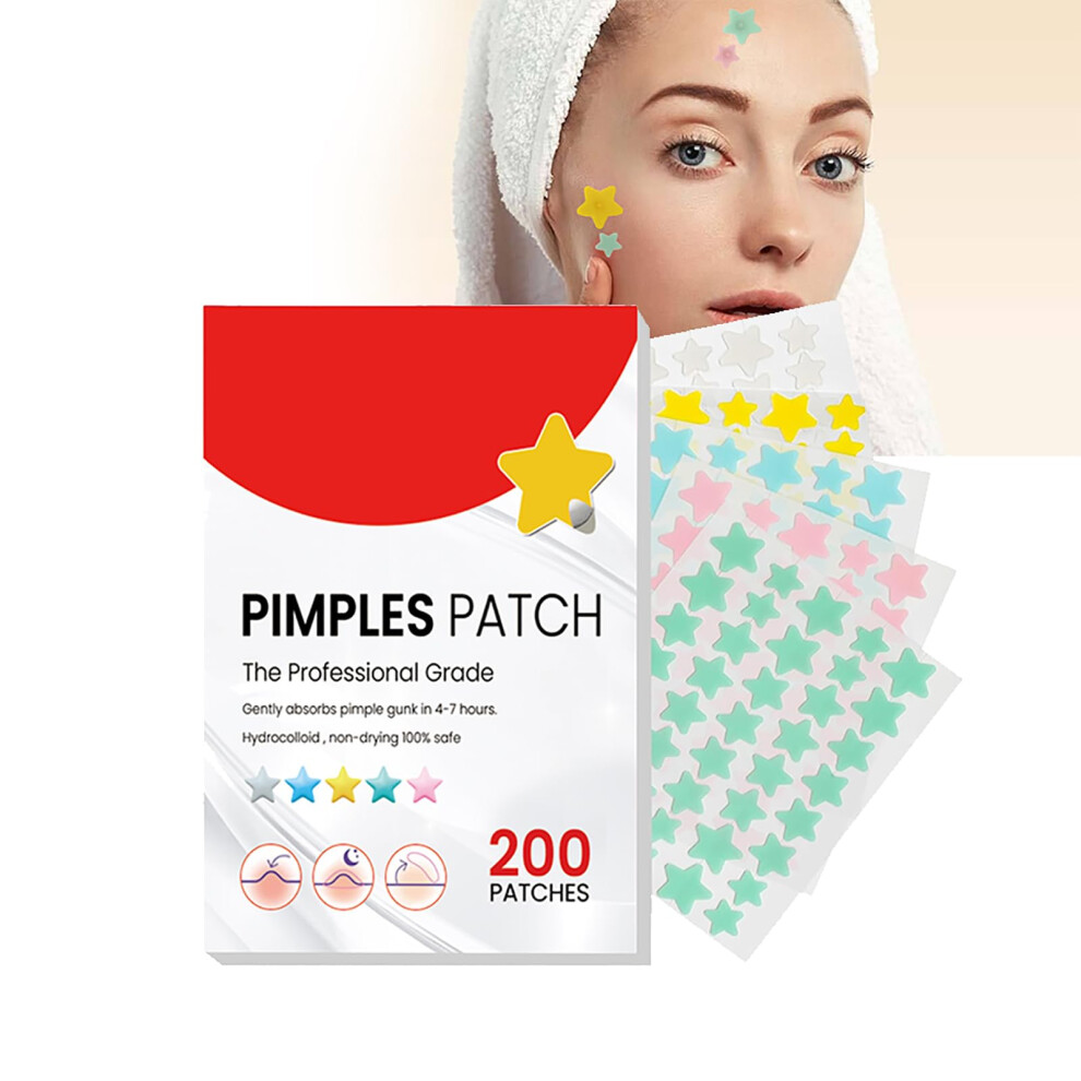 Pimple Patch with Tea Tree and Salicylic Acid, Hydrocolloid Heart and Star Shapes for Acne Healing