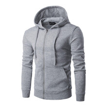 Men's Fleece Hoodie Slim Fit Zip Jacket with Pockets Lightweight Autumn Sports Coat XXL Light Grey