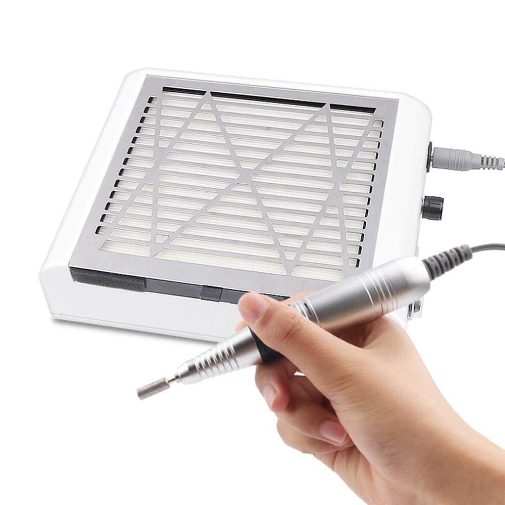60W 2 in 1 Professional Electric Nail Drill with 35000RPM and Nail Dust Collector for Acrylic Gel Nails