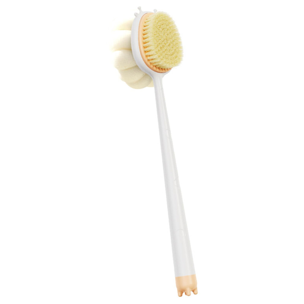 Bath Brush with 37cm Long Handle, DoubleSided Soft and Stiff Bristles Back Scrubber for Shower