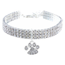 Diamond Dog Collar with Studded Rhinestone Design Adjustable Elastic Fit for Small Dogs and Cats