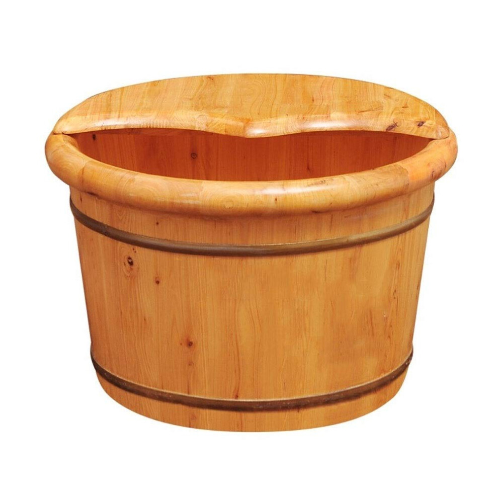 Wooden Foot Spa Bucket with Lid for Adults, Natural Cypress Soak Tub, Heat Therapy and Relaxation