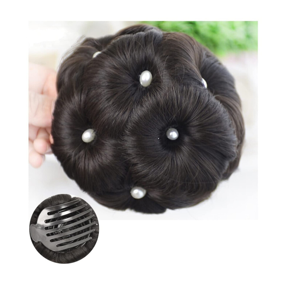 Unisex Hair Bun Extension With Curly Chignon Clip In Ponytail, Synthetic Hairpiece For Women Zz6184b