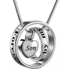 1PCS - Son-Cremation Jewelry No Longer By My Side, Forever In My Heart Carved Locket Memorial Necklace Keepsake Urn PendantWhite32X12X1.5cm