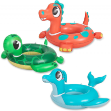 JOYIN 32" 3 Pack Inflatable Pool Tubes Pool Floats, Dinosaur & Sea Turtle & Dolphin Swimming Rings for Kids Swimming Pool Beach Summer Water Float Par