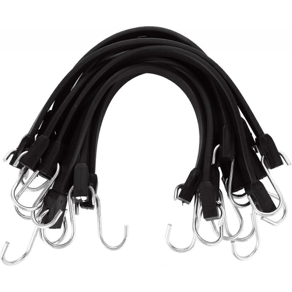 20 Pack 15 Inch Rubber Bungee Cords With Hooks, Rubber Tarp Straps, Epdm Bungee 5996097926437