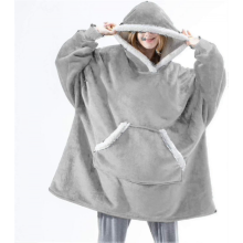 Felpa con cappuccio oversize, coperta indossabile, morbida, calda e confortevole, tasca frontale gigante, colore: Nero
