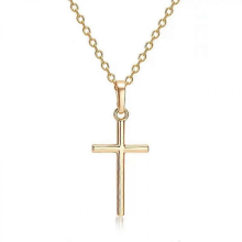 Silver Jesus Cross Pendant Necklace Long Chain Men's Simple Christian JewelrySilver50cm