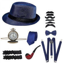 1920s Men Costume Accessories Set Gatsby Gangster Roaring Retro 20s Cosplay Sets,50% OfferRed