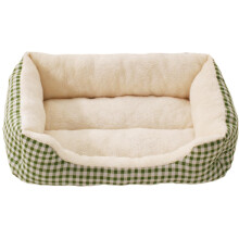 Plush Dog and Cat Bed with Thick Side Support, Calming Warm Soft Cushion for Small Medium Pets Indoor Use, NonSlip Bottom, Green 63x48x14.5cm