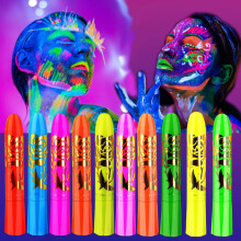 10 Color Glow in the Dark Face and Body Paint Kit for Kids and Adults, Neon Blacklight Makeup