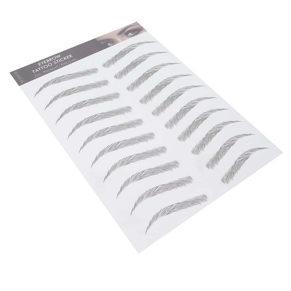 Natural Look Eyebrow Sticker Black08, Waterproof Temporary Eyebrow Tattoo Easy Apply LongLasting