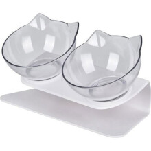 Cat Bowl, nro 1429, Double, Pet Cat Bowl, Läpinäkyvät kaksikäyttöiset kulhot, Korotettu teline lemmikkieläinten ruokaa varten