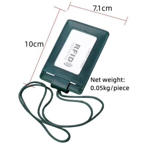 Badge Holder - Unspecified - Leather - Dark Green - RFID - 4 Card Slots 1