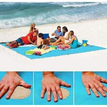 Zandvrije strandmat, zandvrije strandmat voor strandpicknick kamperen 200 * 200 cm blauw