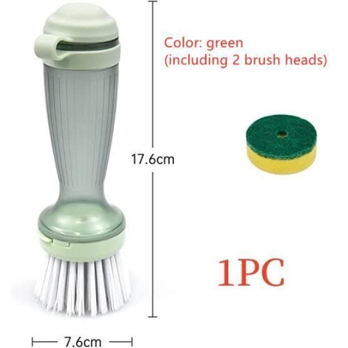Dish Brush, Multifunctional Cleaning Brush, with Detergent Dispenser, Replaceable Brush Head, for 1