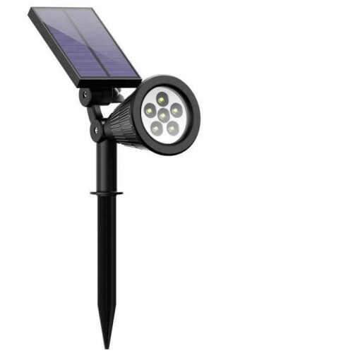 Outdoor solar spotlight with 6 LEDs on a stake with motion sensor, IP65 waterproof, adjustable with 180 solar panel 1