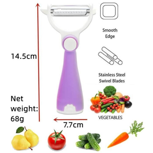 Vegetable Peeler - Multifunctional - Stainless Steel - Ergonomic Handle - Purple - 14.5x7.7cm 1