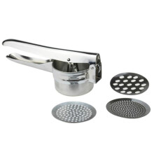 Stainless Steel Potato Masher, Vegetable Press with 3 Interchangeable Discs, Large Capacity Potato Grinder