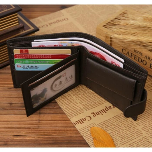 Wallet - Leather - Brown - Zippered - Soft - 11.5x9.5x2.5cm 2